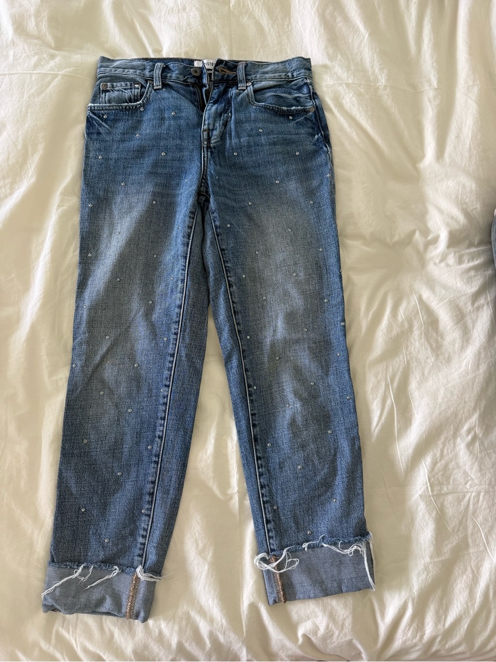 Pistola Blue Denim Jeans with Red Nail Accent